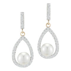 Diamond Pearl Tear Drop Earring