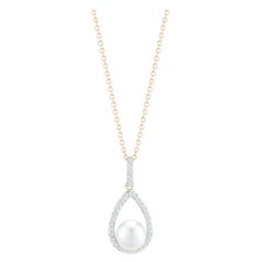 Diamond Pearl Tear Drop Necklace
