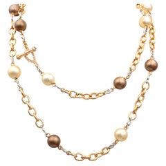 Collar largo de oro de 18 quilates en dos tonos «Diamond Pearl»