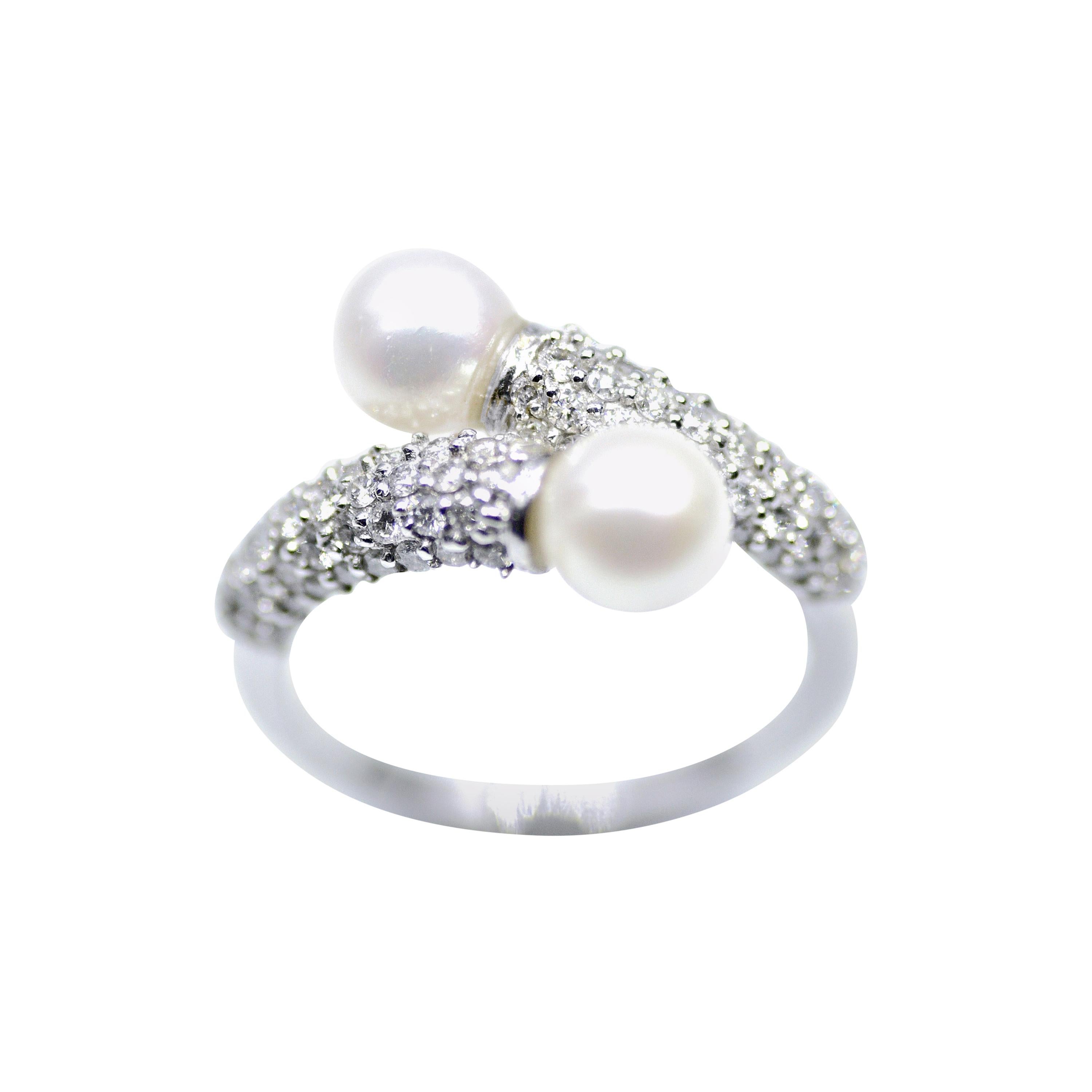 Diamond Pearl Unity Ring For Sale