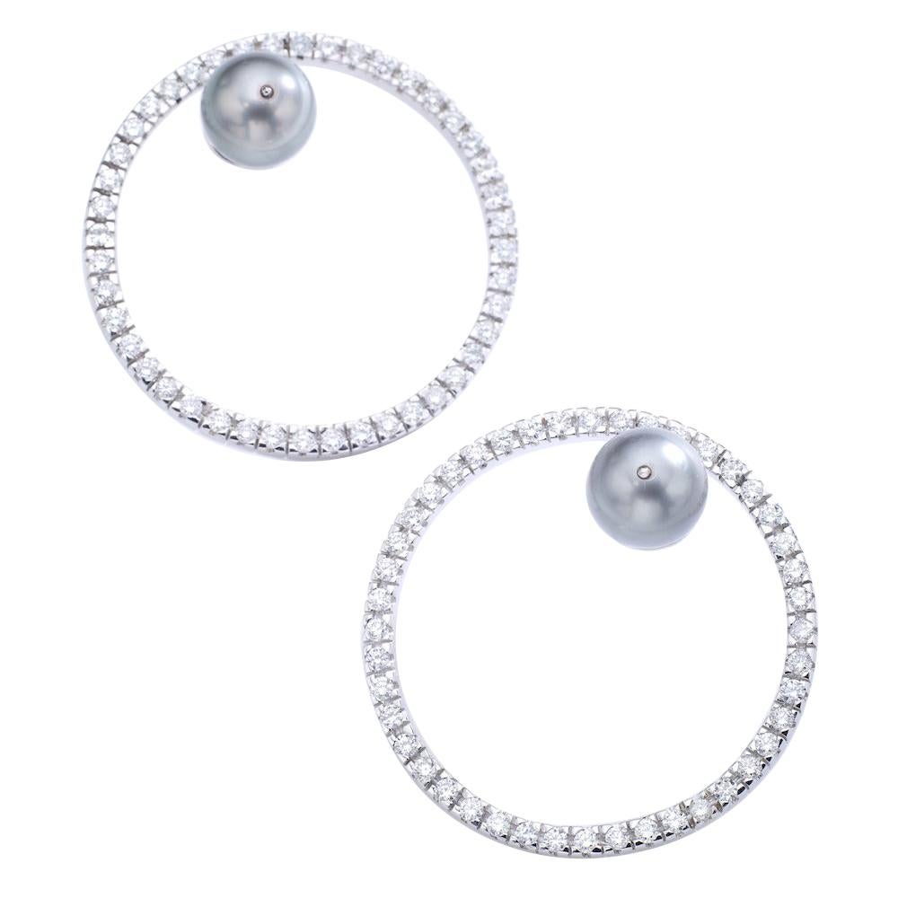 Diamond Pearl White Gold Earrings For Sale