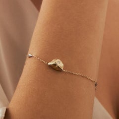 Diamond Pebble Bracelet 5"+1" in 14K Solid Yellow Gold