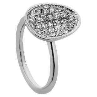 Diamond Pebble Ring with Micropave White Diamond in White Gold For Sale