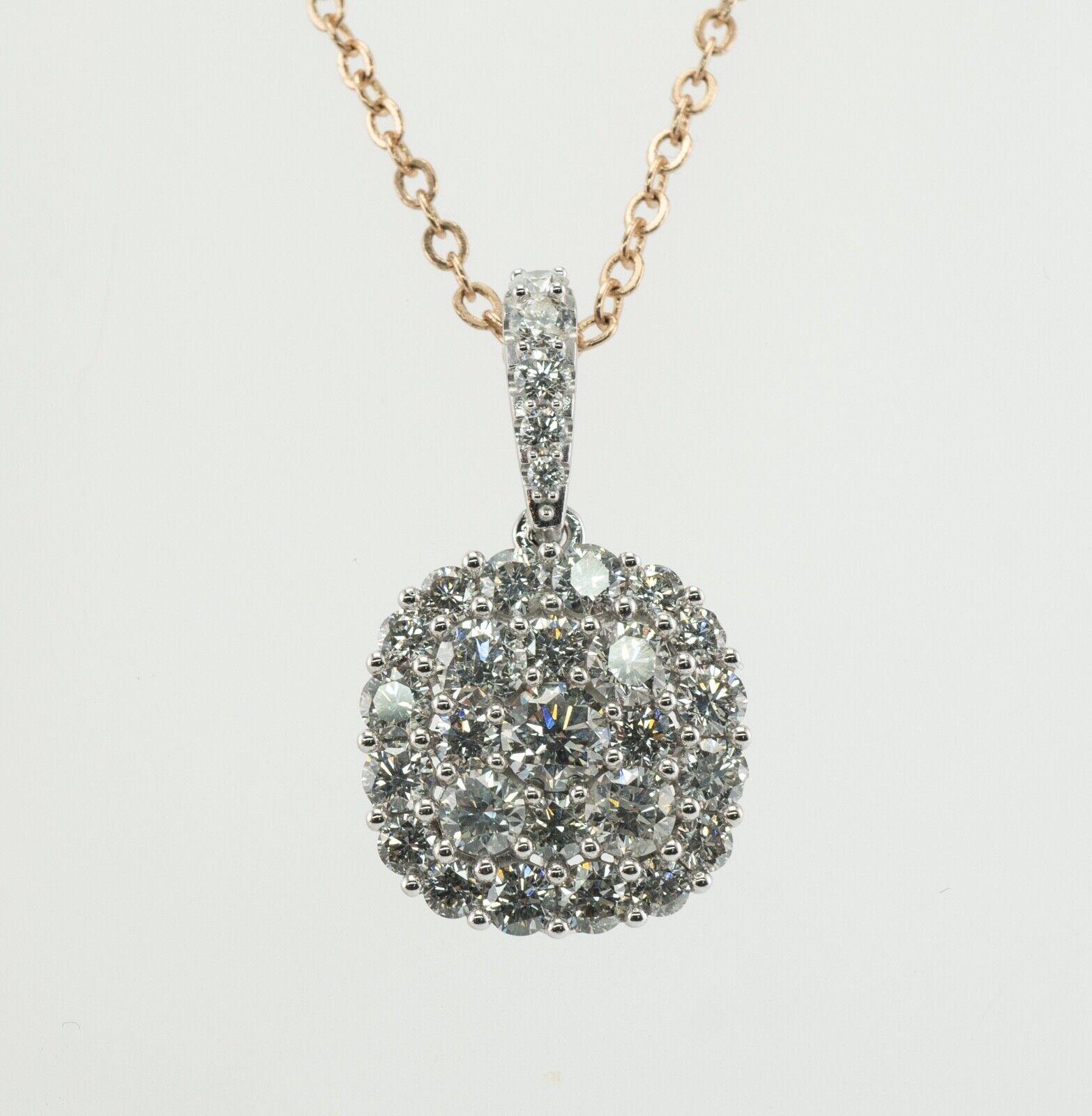 Pendentif diamant 14K or blanc 1.74 cts TDW Hallmarked M Bon état - En vente à East Brunswick, NJ
