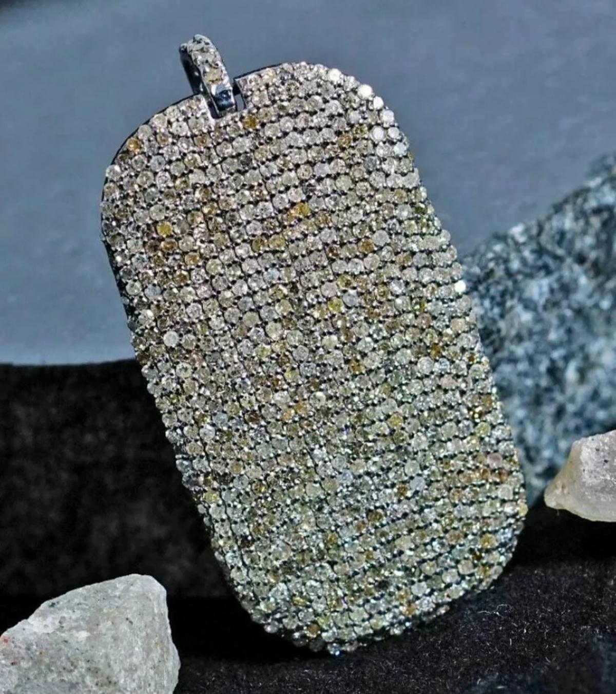 Taglio rotondo Ciondolo con diamante in argento 925 Gioielli con diamante Unisex Collana Design/One. in vendita