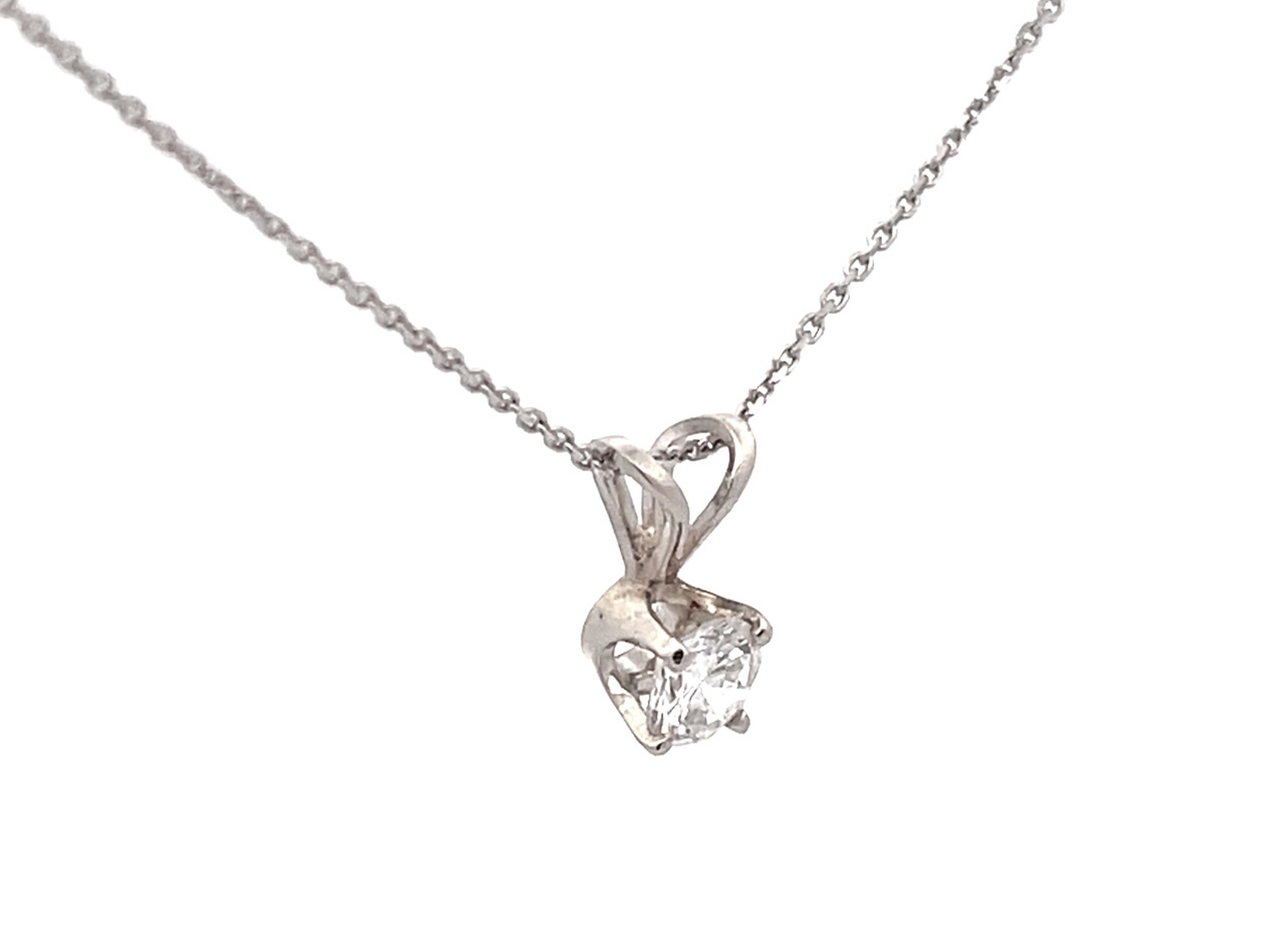 Modern Diamond Pendant and Chain in 14k White Gold For Sale