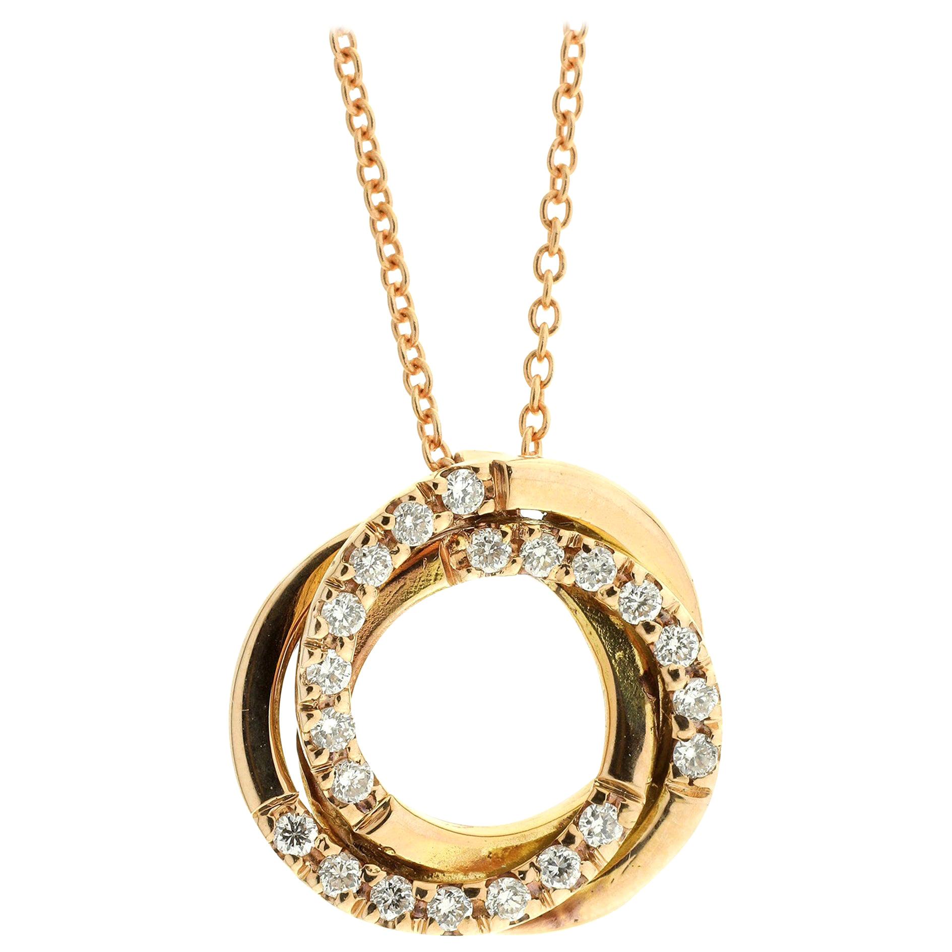 21st Century 18 Karat Rose Gold and Diamond Pendant with Irregular Link Chain