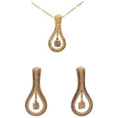 Diamond Pendant and Earrings Set