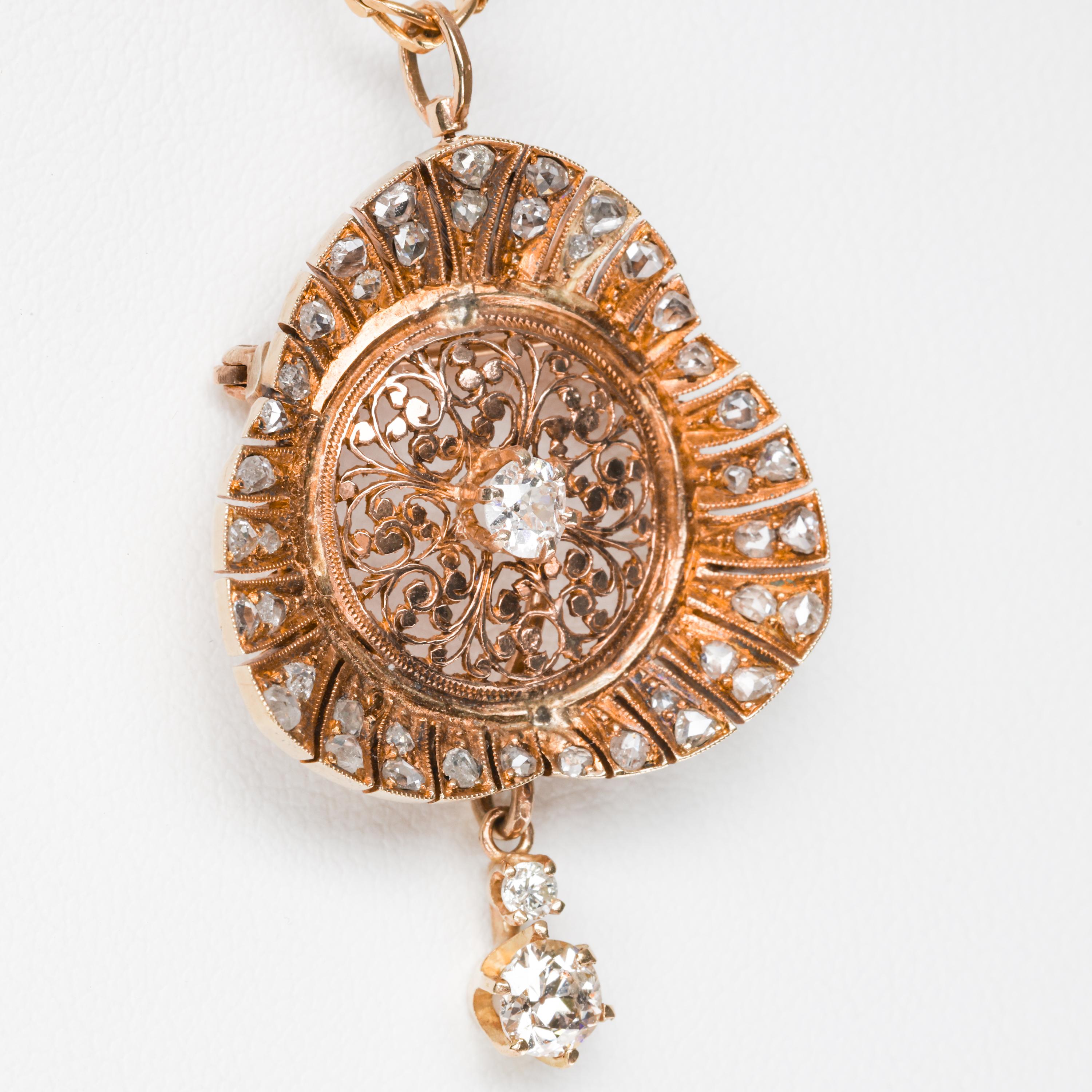 Néo-baroque Pendentif / broche en diamants, c. 1940  en vente