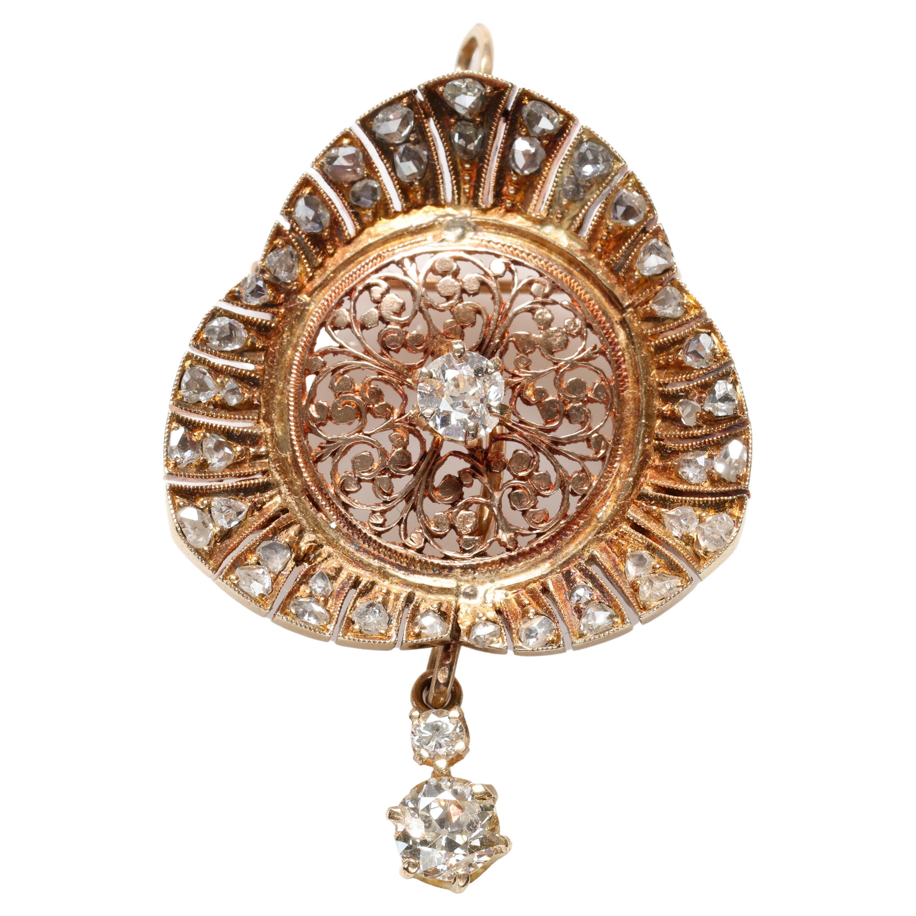 Diamond Pendant / Brooch, Circa 1940s  For Sale