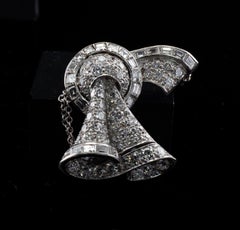 Diamond Pendant Brooch Platinum Vintage Bow 3.50cts