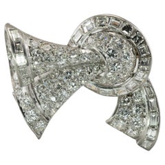 Diamond Pendant Brooch Platinum Vintage Bow 3.50cts