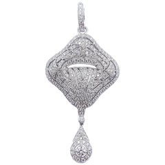 Diamond Pendant/Brooch Set in 18 Karat White Gold Settings