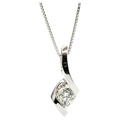 Diamond Pendant & Chain in 14k White Gold