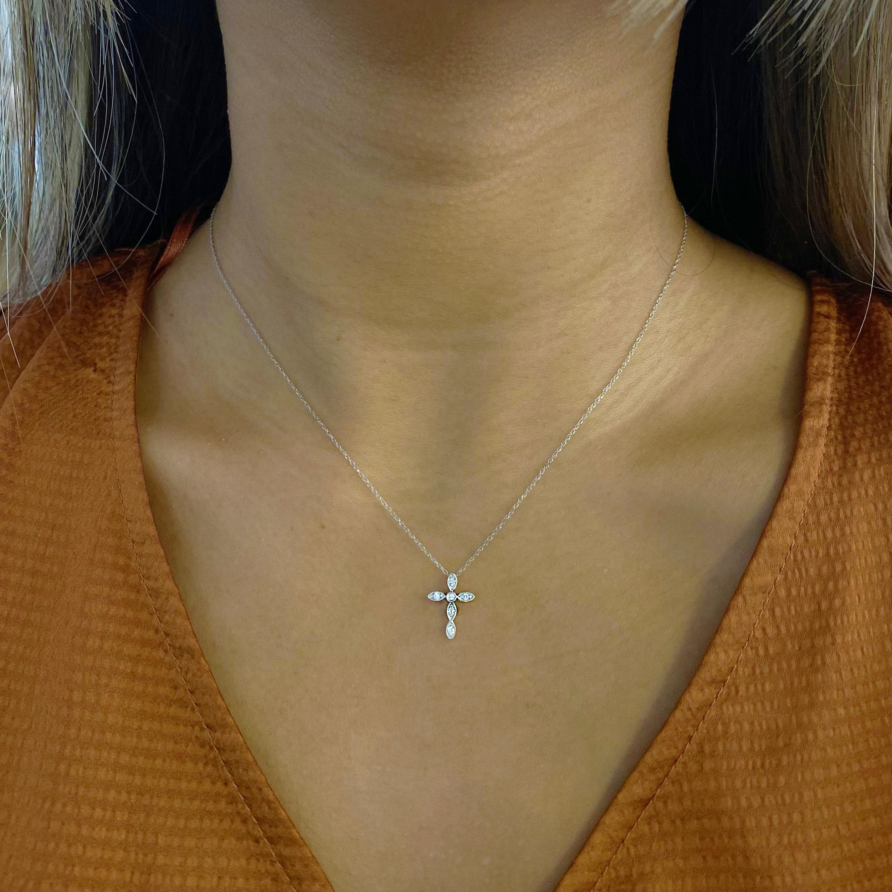 dainty white gold cross necklace
