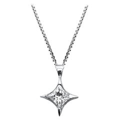 Natural 0.20 Carat Diamond set in 18Kt White Gold Chained Pendant Necklace