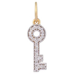 14k gold 0.09cts Diamond key shape  Pendant