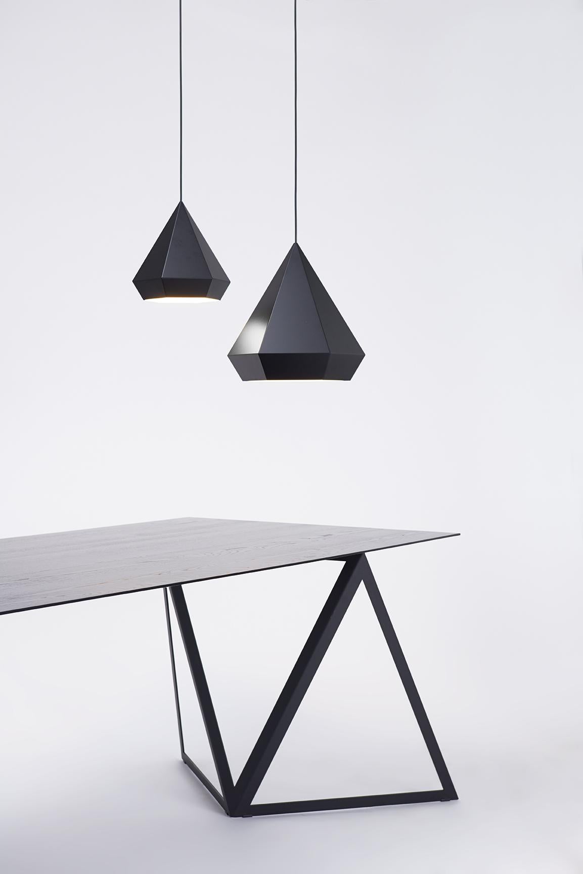 German Diamond Pendant Lamp 25 cm Mirror Steel, Sebastian Scherer NEO/CRAFT For Sale