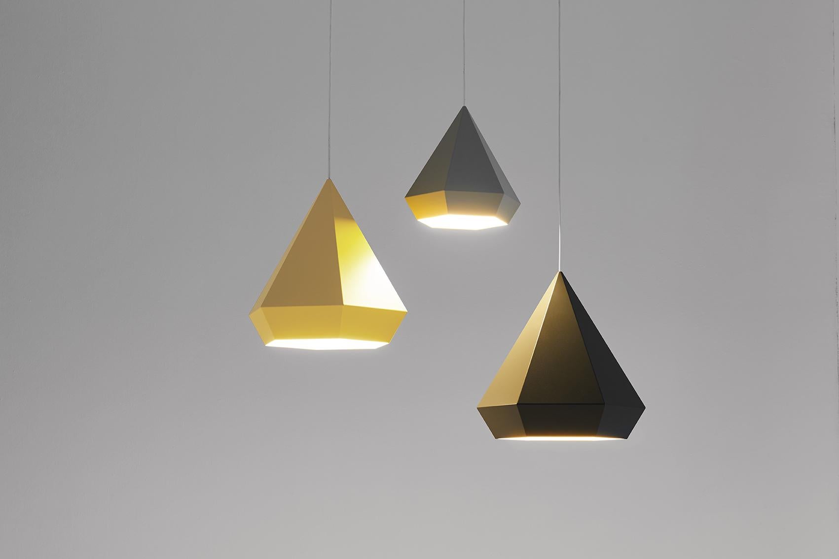 Polished Diamond Pendant Lamp 25 cm Mirror Steel, Sebastian Scherer NEO/CRAFT For Sale
