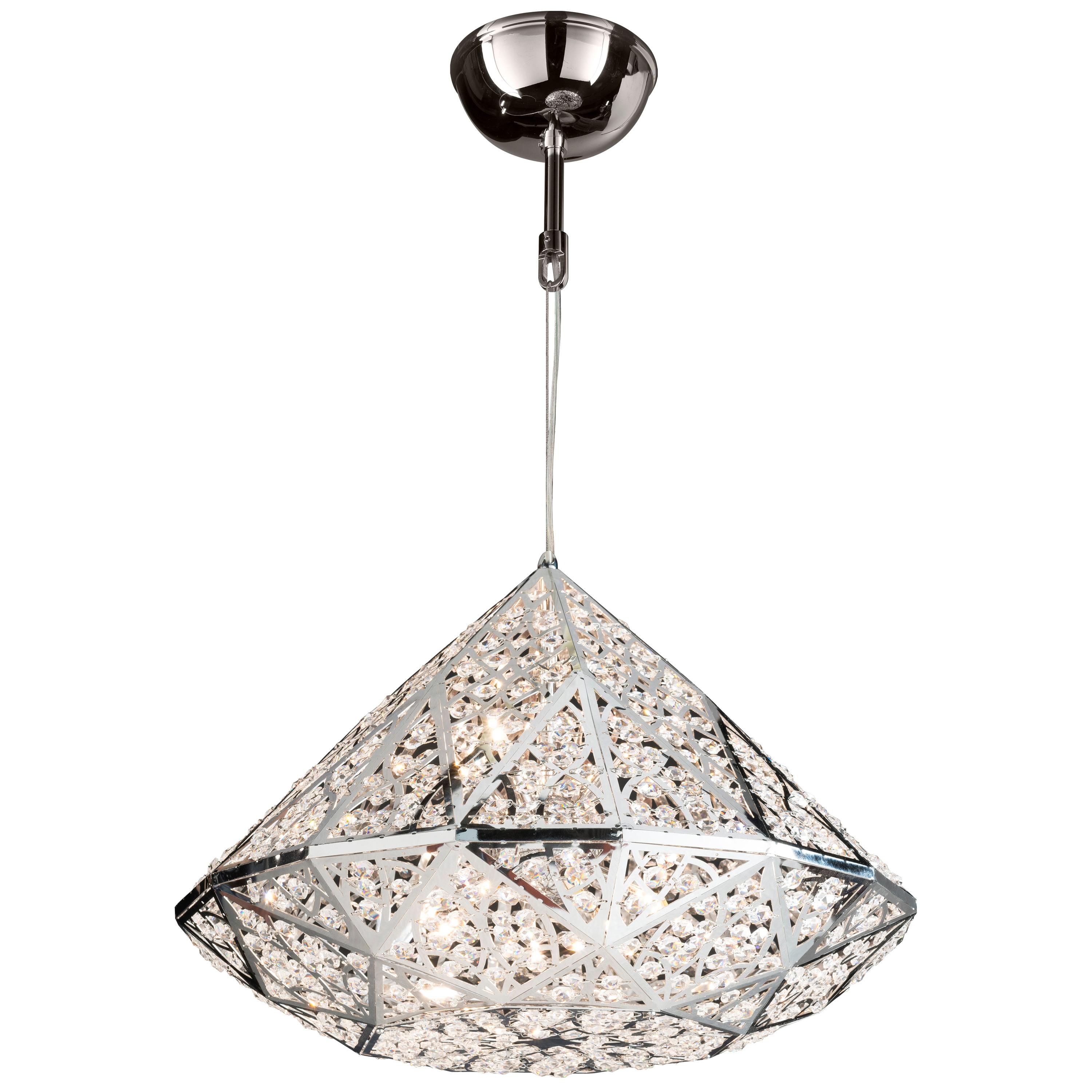 Diamond Pendant Lamp, Medium 2, Chrome Finish, Arabesque Style, Italy For Sale