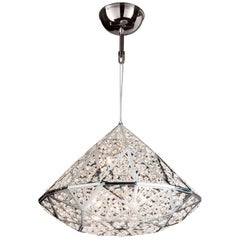 Lampe à suspension en diamant, taille moyenne 2, finition chrome, style arabesque, Italie