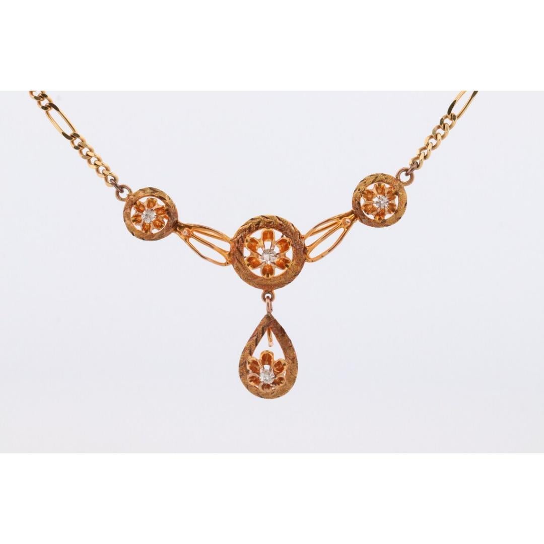 Lavallière pendante en or 14 carats avec un collier en forme de coupe de beurre serti de diamants en vente 5