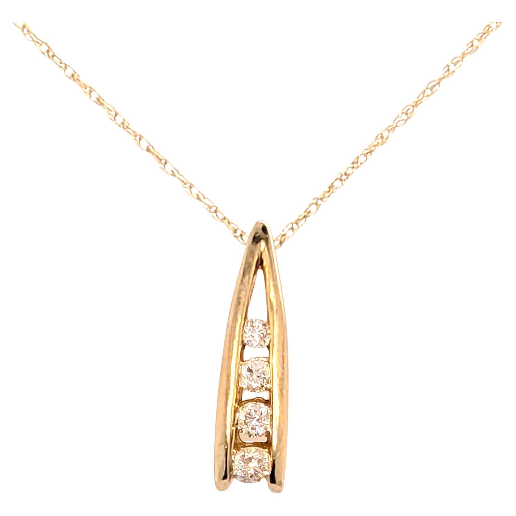 Diamond Pendant Mined .10 Carat Round Brilliant 14K Yellow Gold