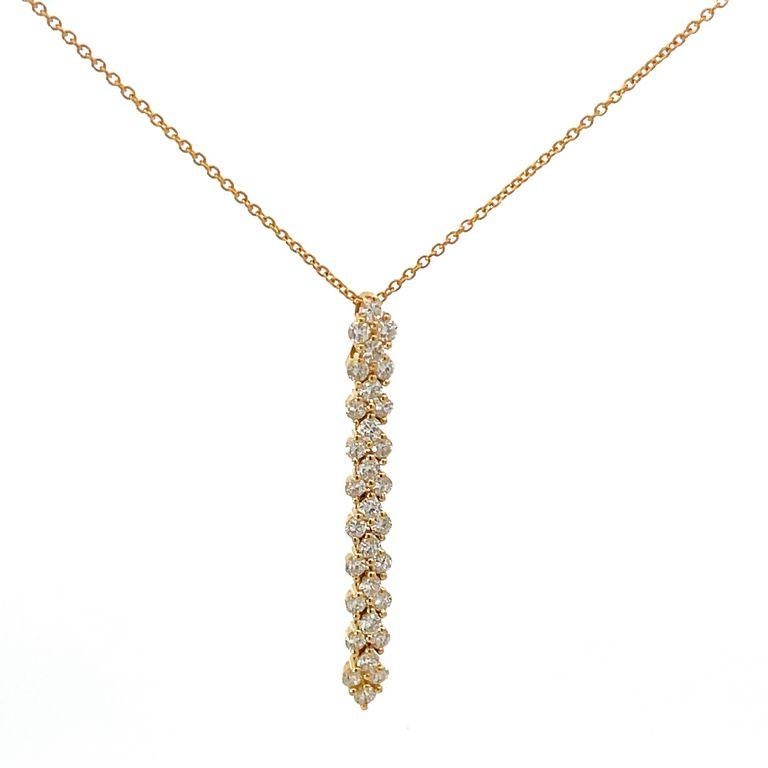 Modern Diamond Pendant Necklace 1.38ct 18k yellow gold  For Sale