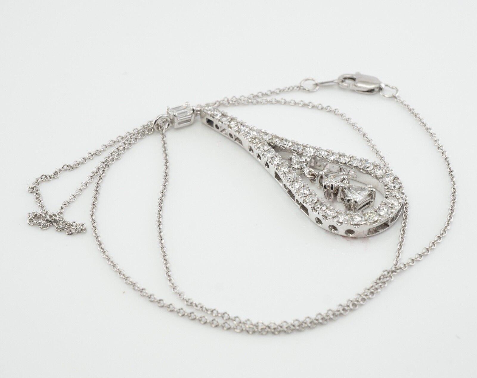 Diamond Pendant Necklace 14K White Gold 1.57 TDW For Sale 2