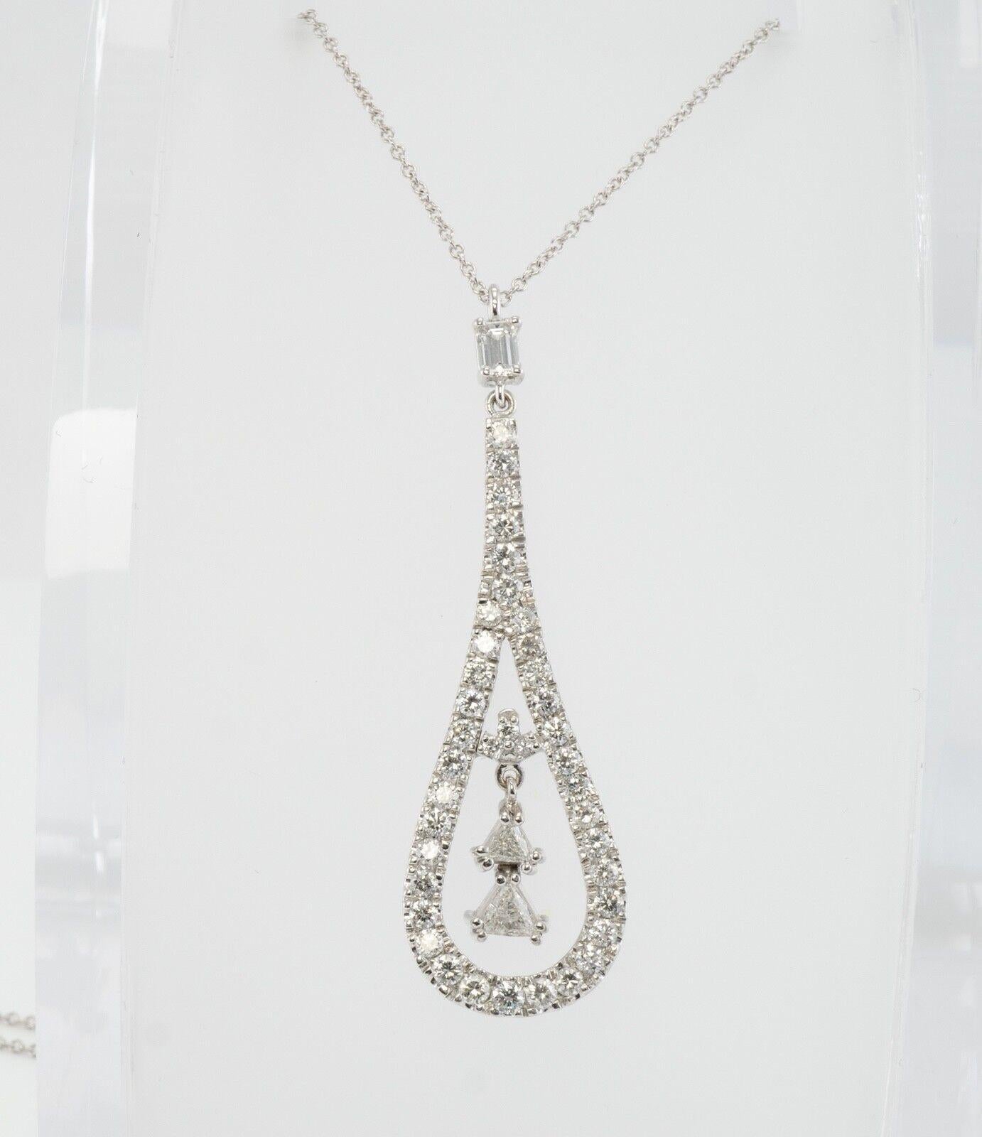 Diamond Pendant Necklace 14K White Gold 1.57 TDW For Sale 3