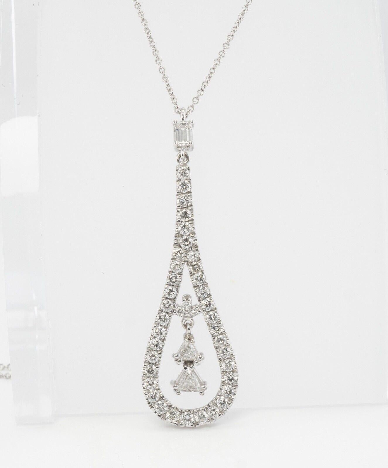 Diamond Pendant Necklace 14K White Gold 1.57 TDW For Sale 4