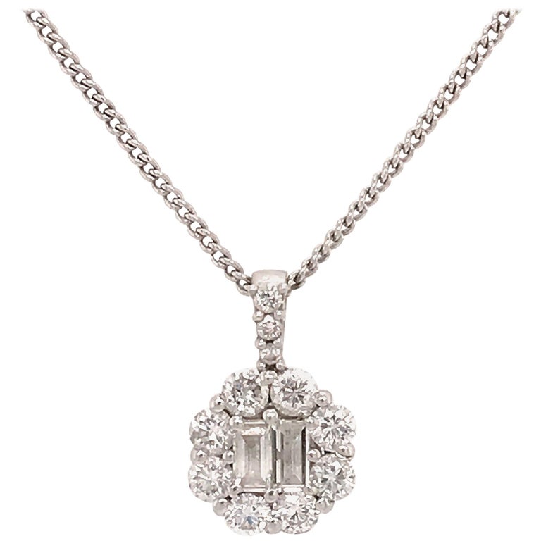 Diamond & 18k White Gold Large Pill Pendant Necklace main image 1