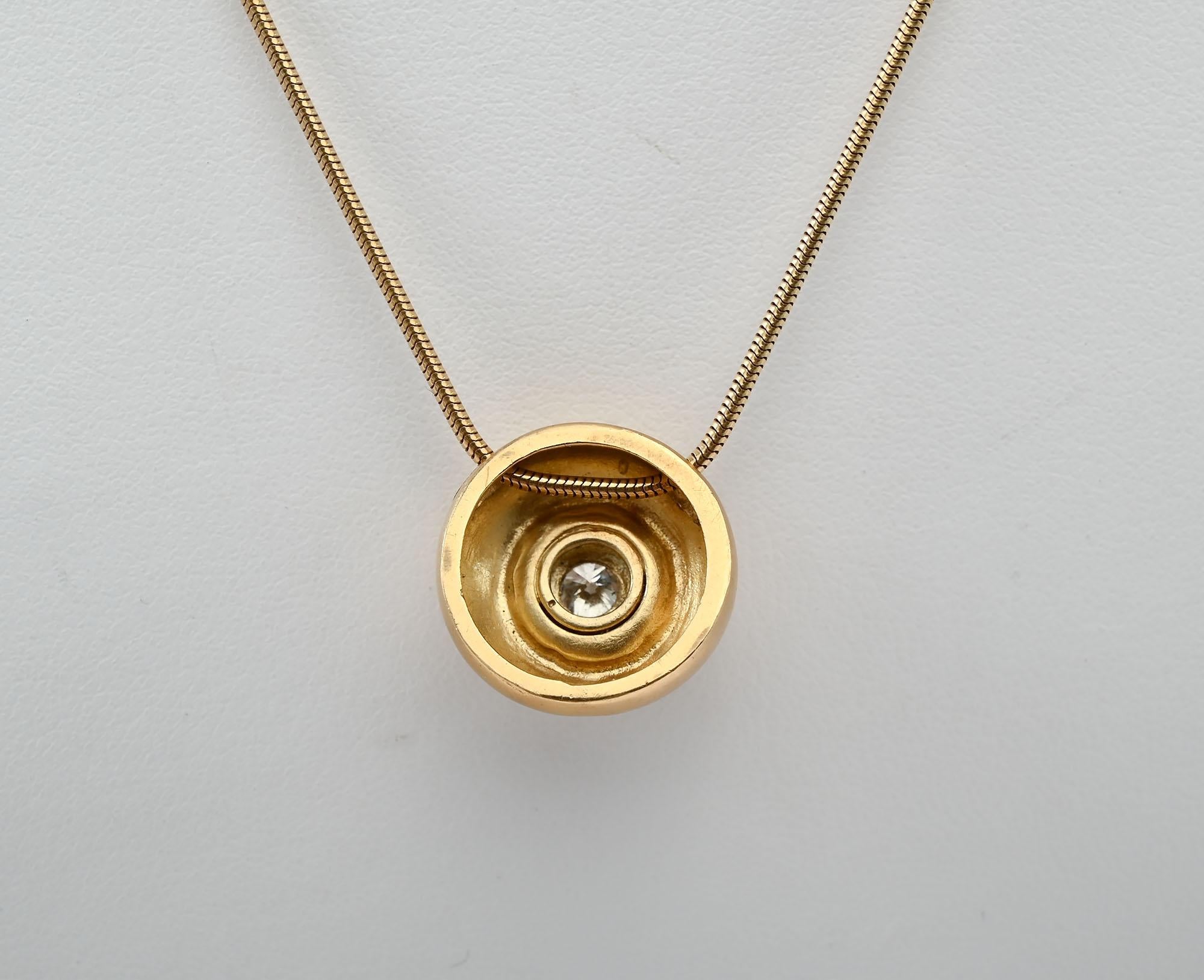 Round Cut Diamond Pendant Necklace For Sale