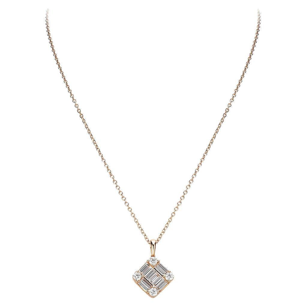 Vintage Diamond Crescent Pendant Necklace at 1stDibs