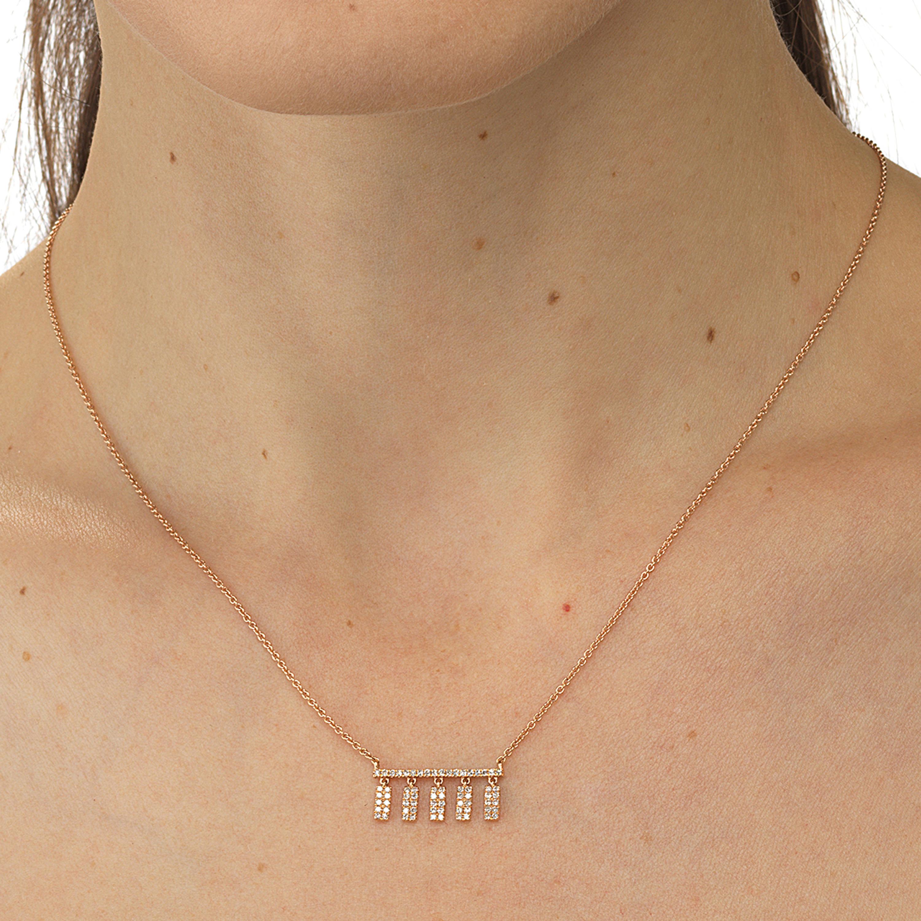 Contemporary Luxle Diamond Pendant Necklace in 14k Rose Gold For Sale