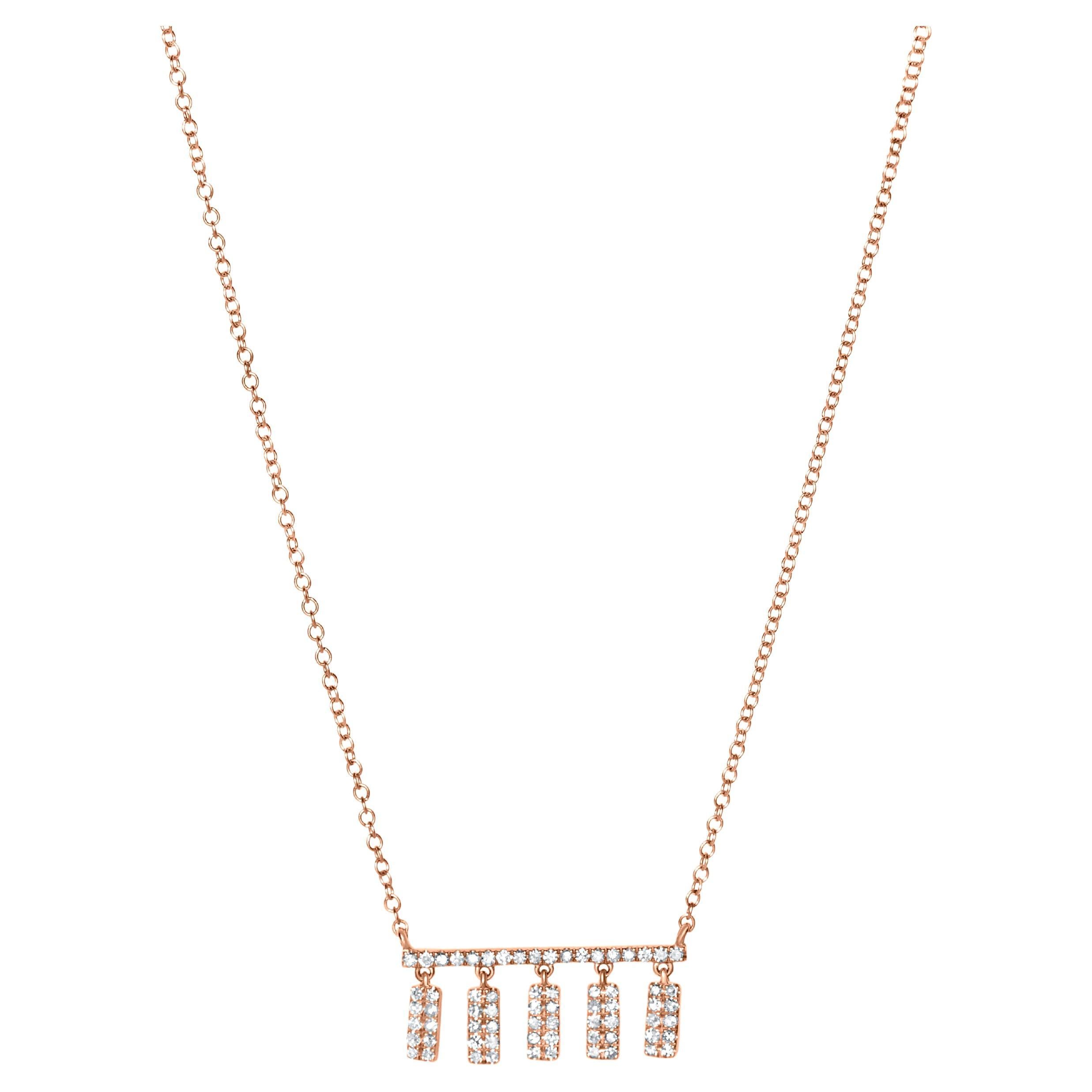 Luxle Diamond Pendant Necklace in 14k Rose Gold For Sale