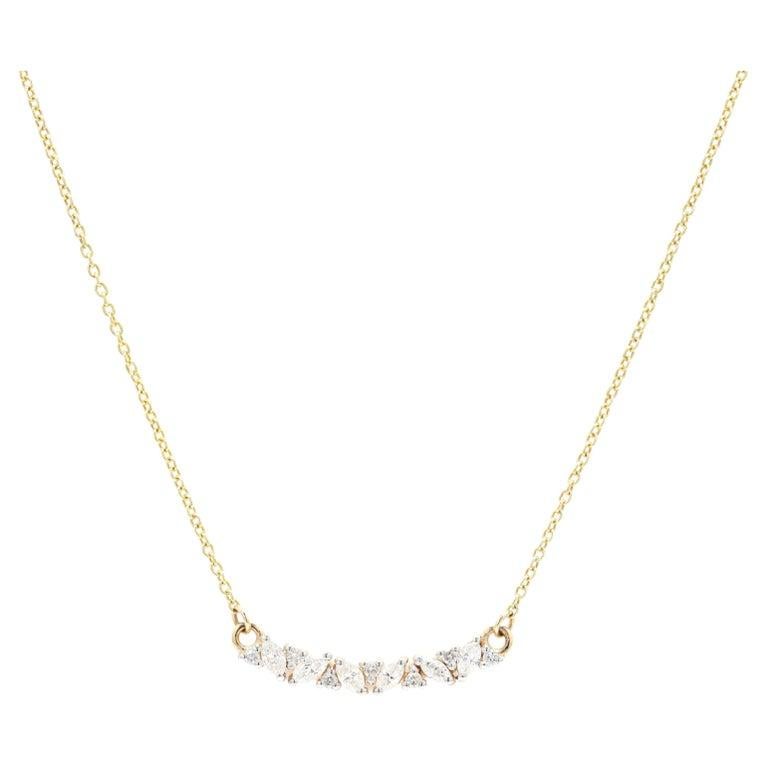 Modern Diamond Pendant Necklace in 14K Yellow Gold  For Sale
