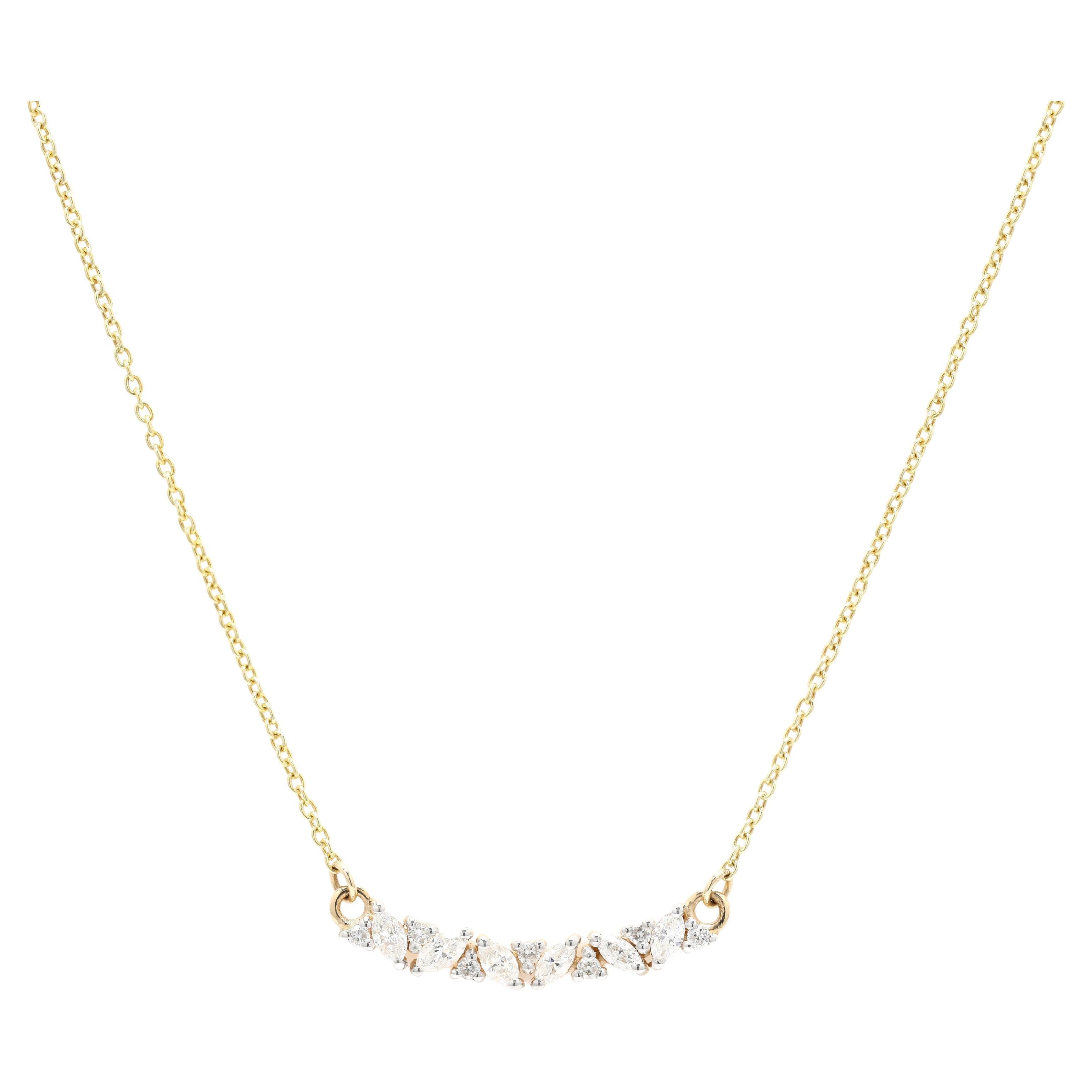 Diamant-Halskette mit Anhänger aus 14 Karat Gelbgold  im Angebot