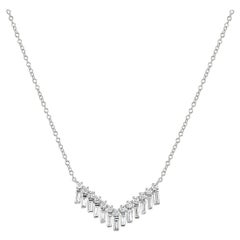 Luxle 0,60 Cttw Natürliche Diamant-Anhänger-Halskette aus 14K Weißgold, 15"
