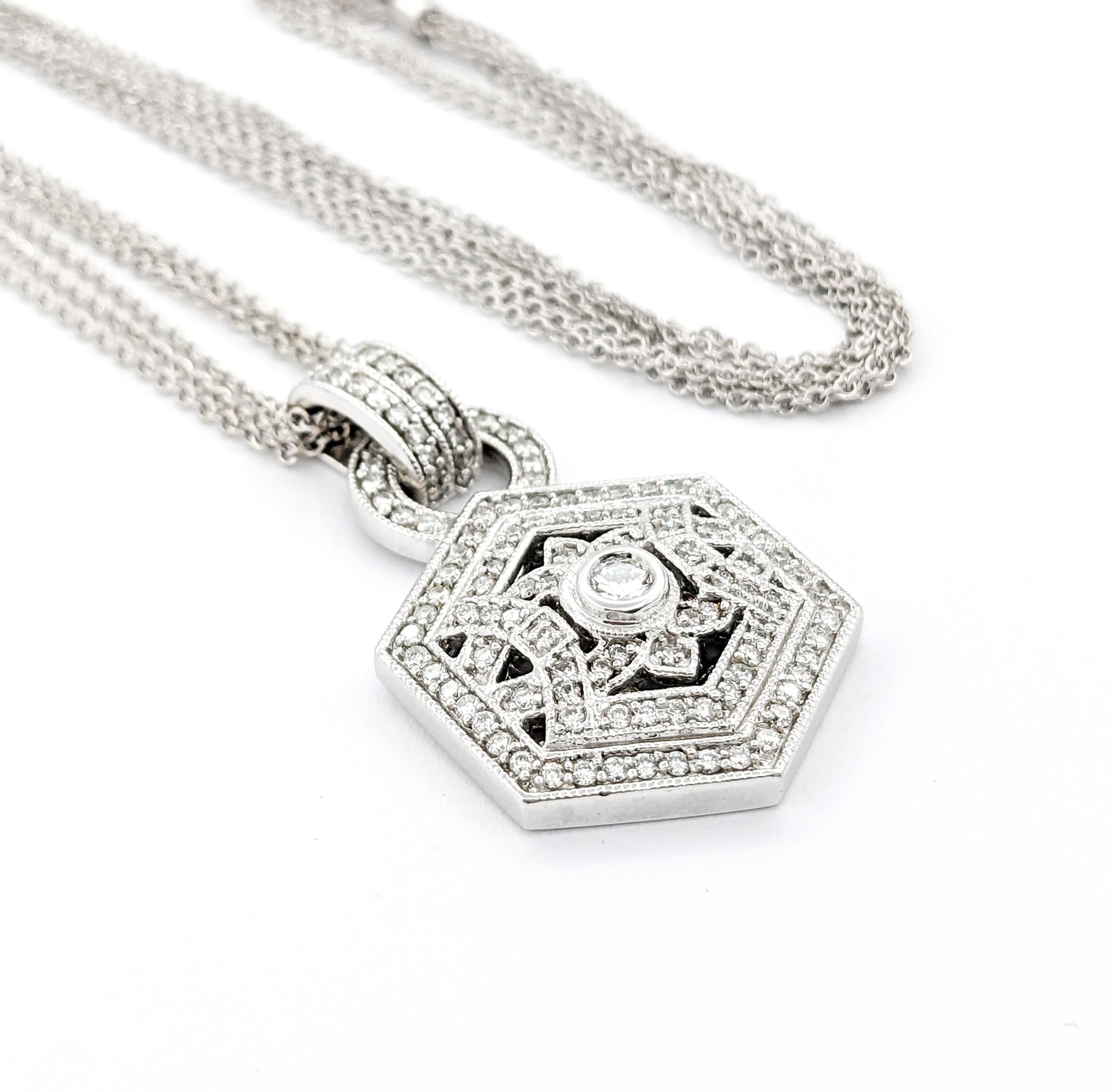 Diamant-Anhänger-Halskette aus Weißgold (Zeitgenössisch)