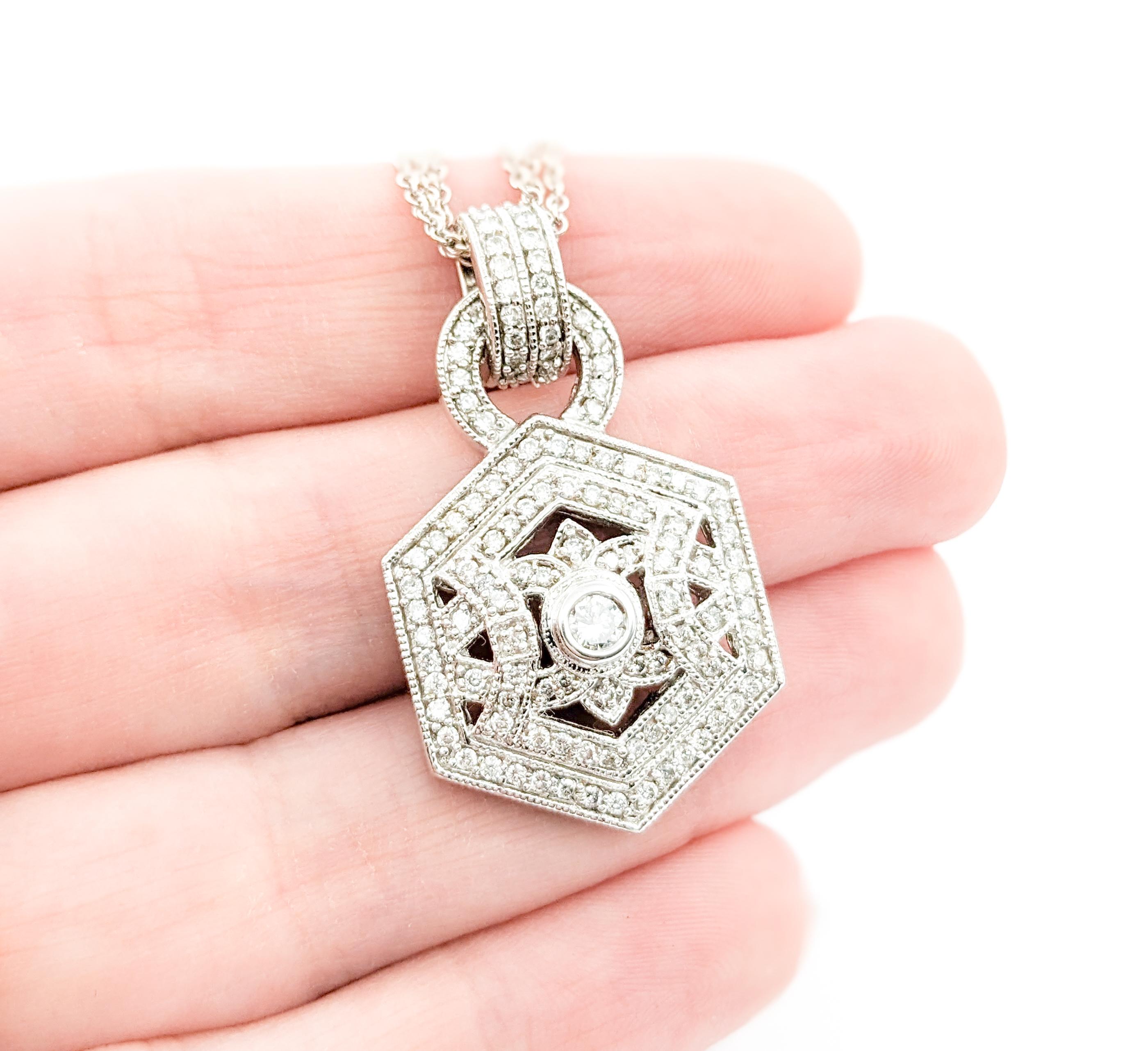 Diamant-Anhänger-Halskette aus Weißgold für Damen oder Herren