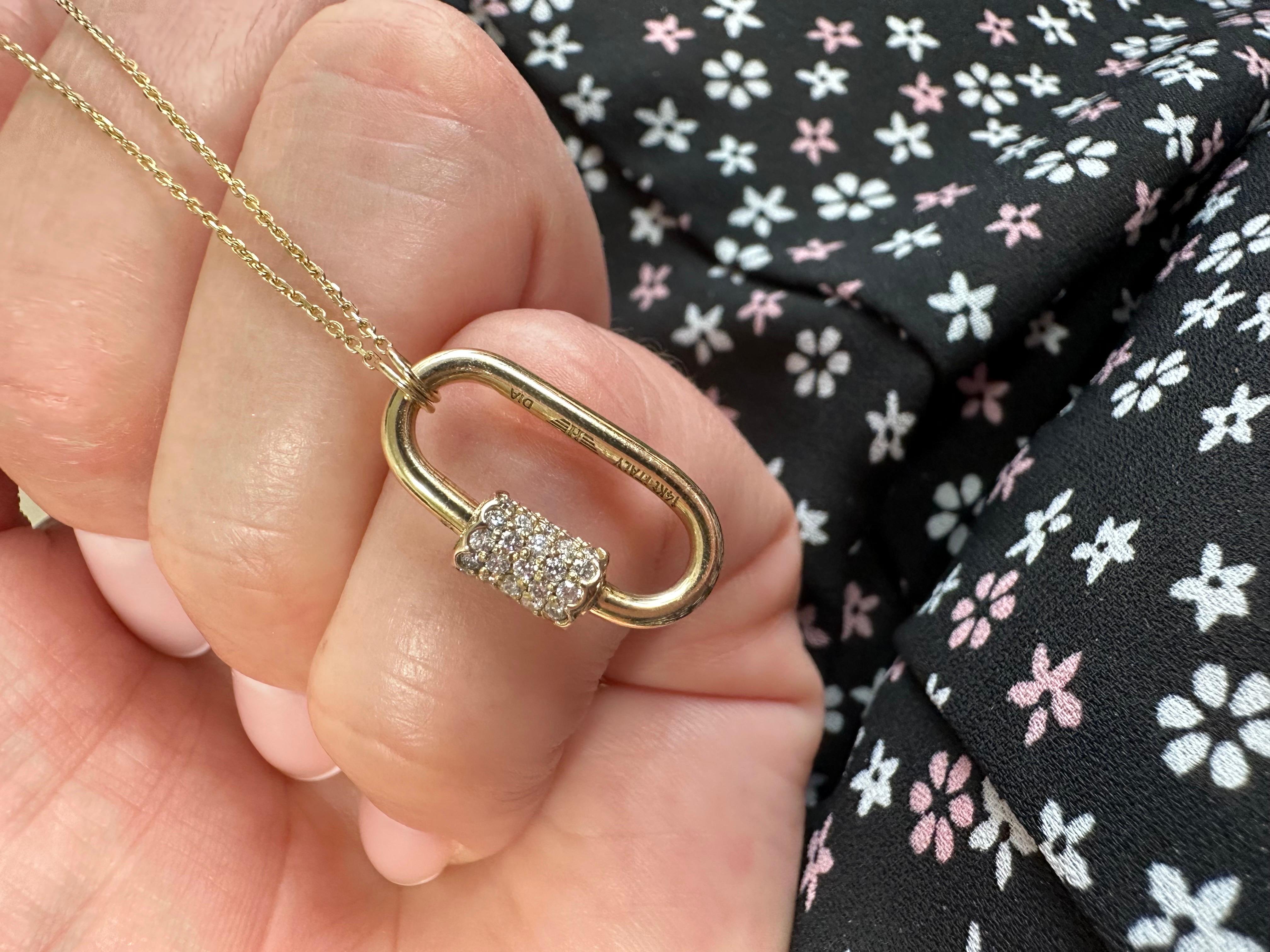Diamond pendant necklace modern 14KT gold movable pendant For Sale 3