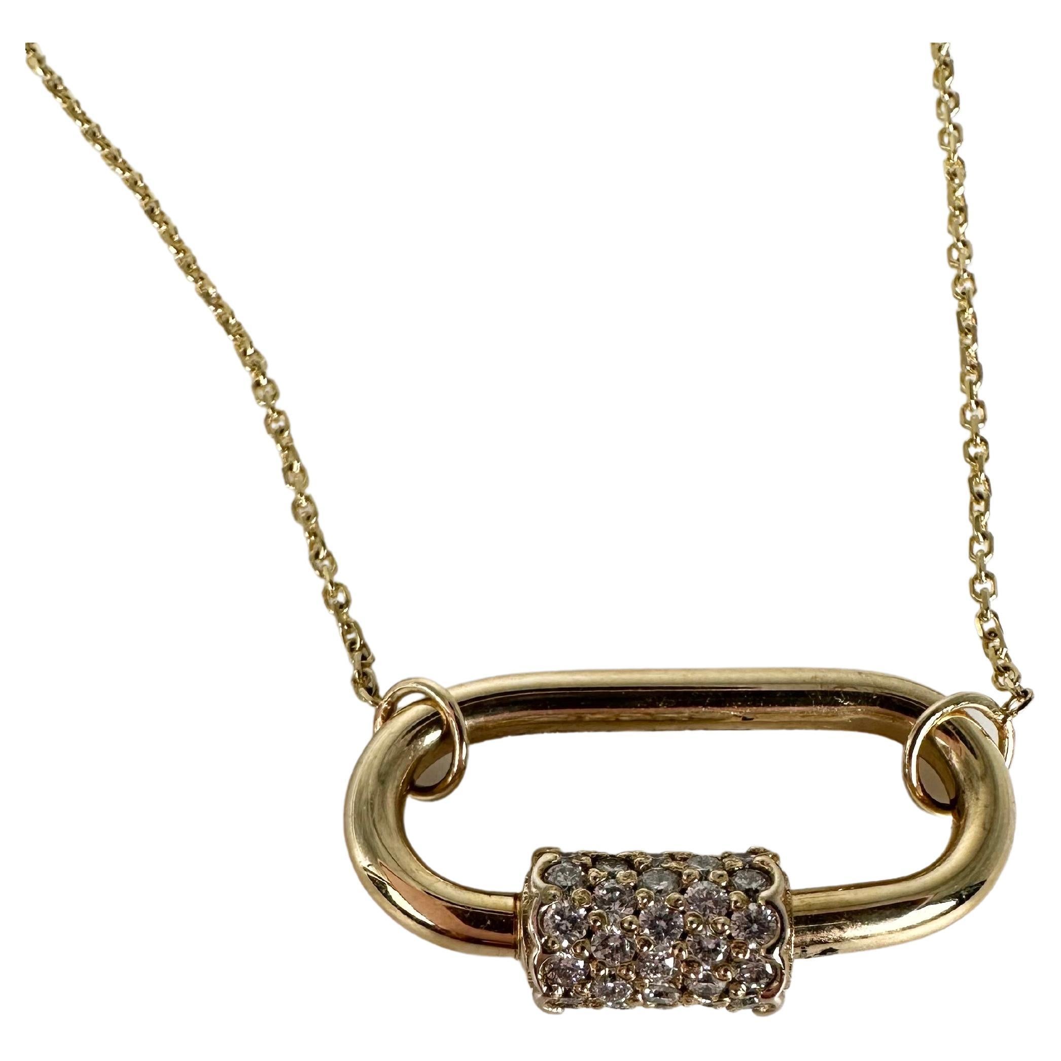 Diamond pendant necklace modern 14KT gold movable pendant