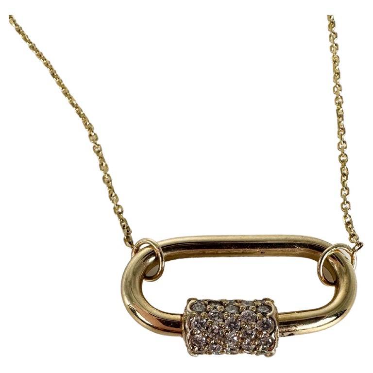 14 KT Diamond pave lock necklace