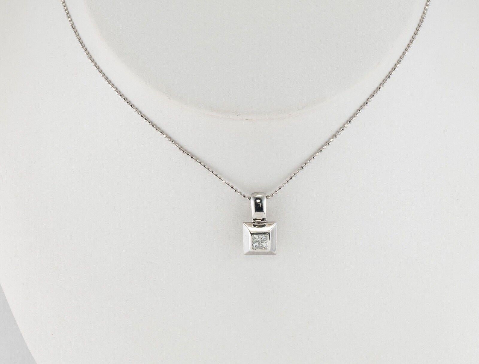 Diamond Pendant Necklace Platinum 14K Gold Chain SPARK In Good Condition For Sale In East Brunswick, NJ
