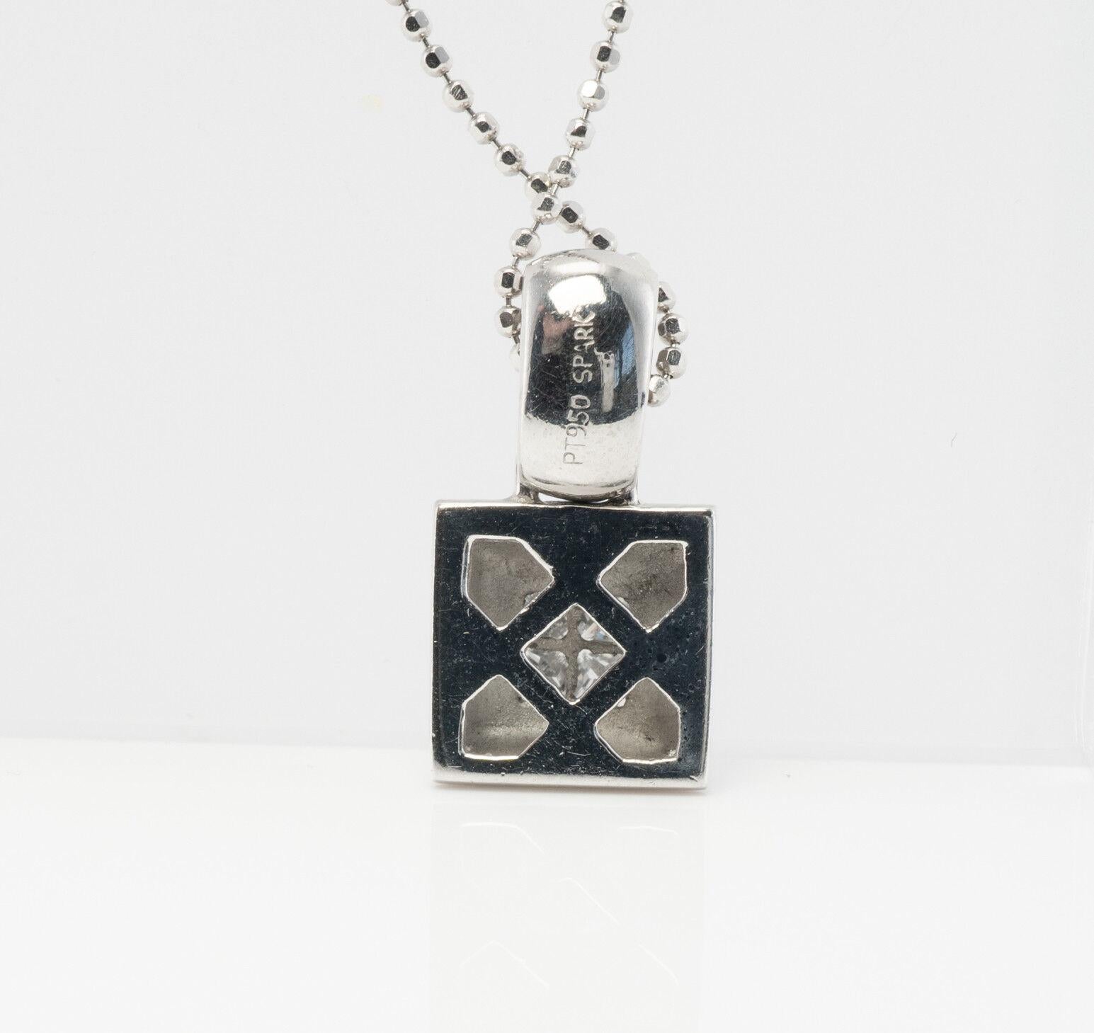 Collier avec pendentif diamant Platine Chaîne en or 14K SPARK Pour femmes en vente