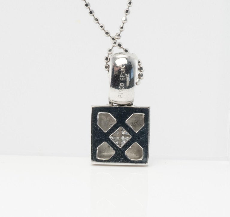 Women's Diamond Pendant Necklace Platinum 14K Gold Chain SPARK For Sale