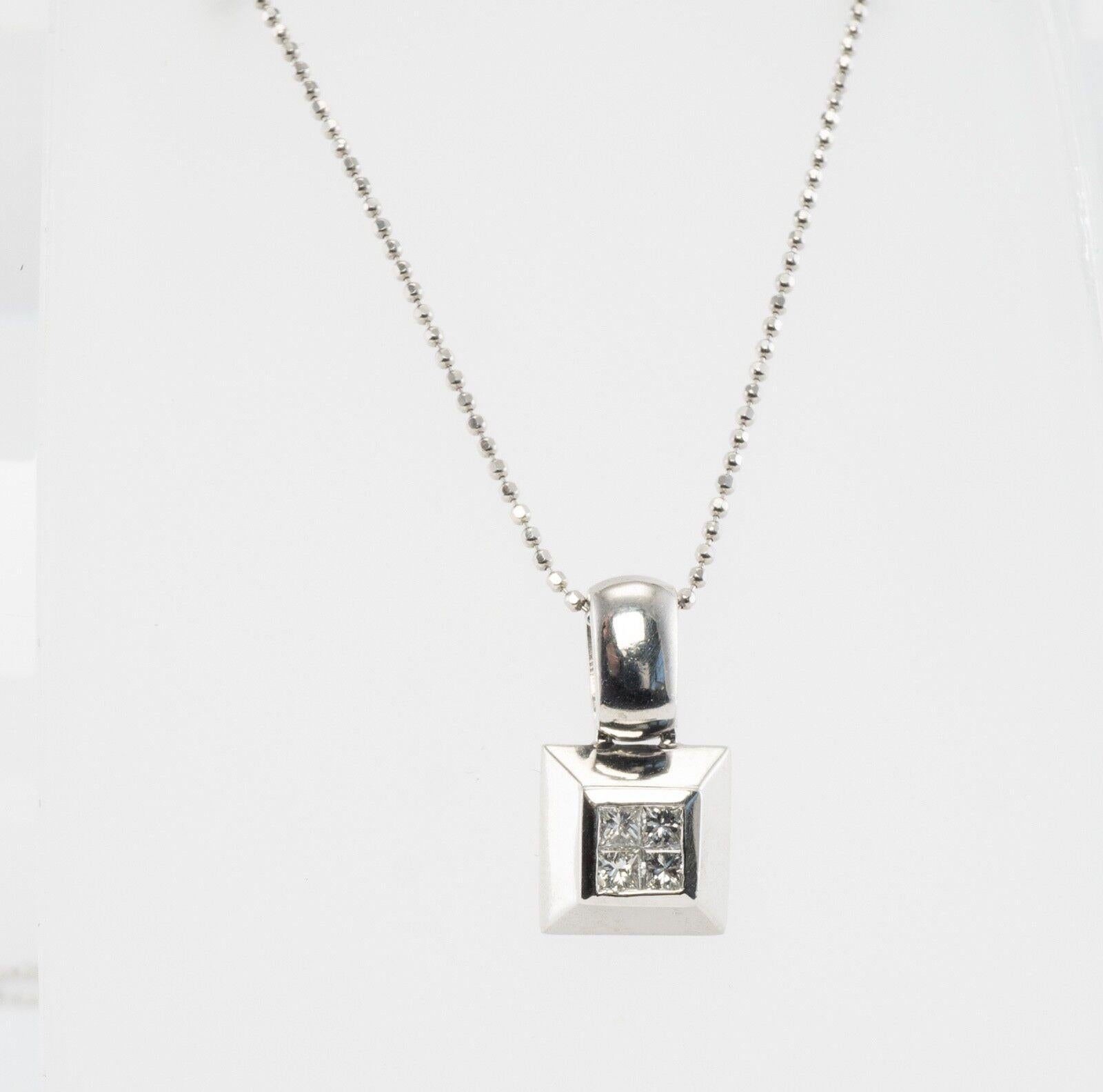 Diamond Pendant Necklace Platinum 14K Gold Chain SPARK For Sale 2