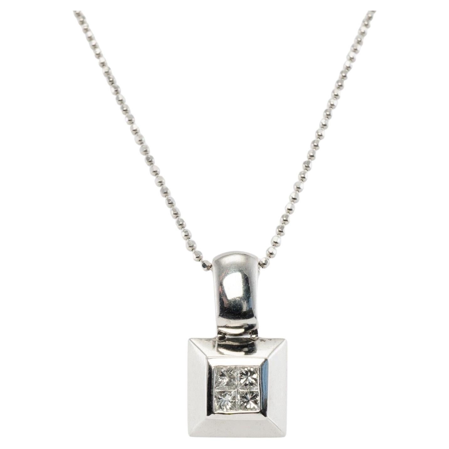 Diamond Pendant Necklace Platinum 14K Gold Chain SPARK For Sale