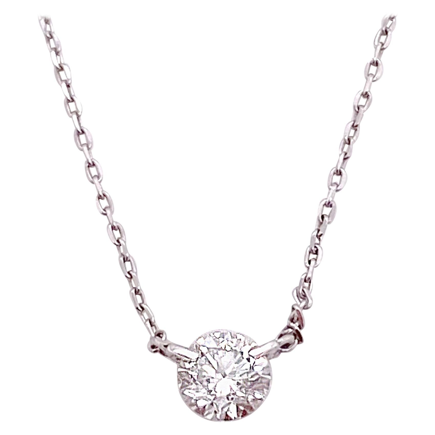 Diamant-Anhänger-Halskette, runder Brillant-Diamant 0,20 Karat oder 1/5 Karat im Angebot